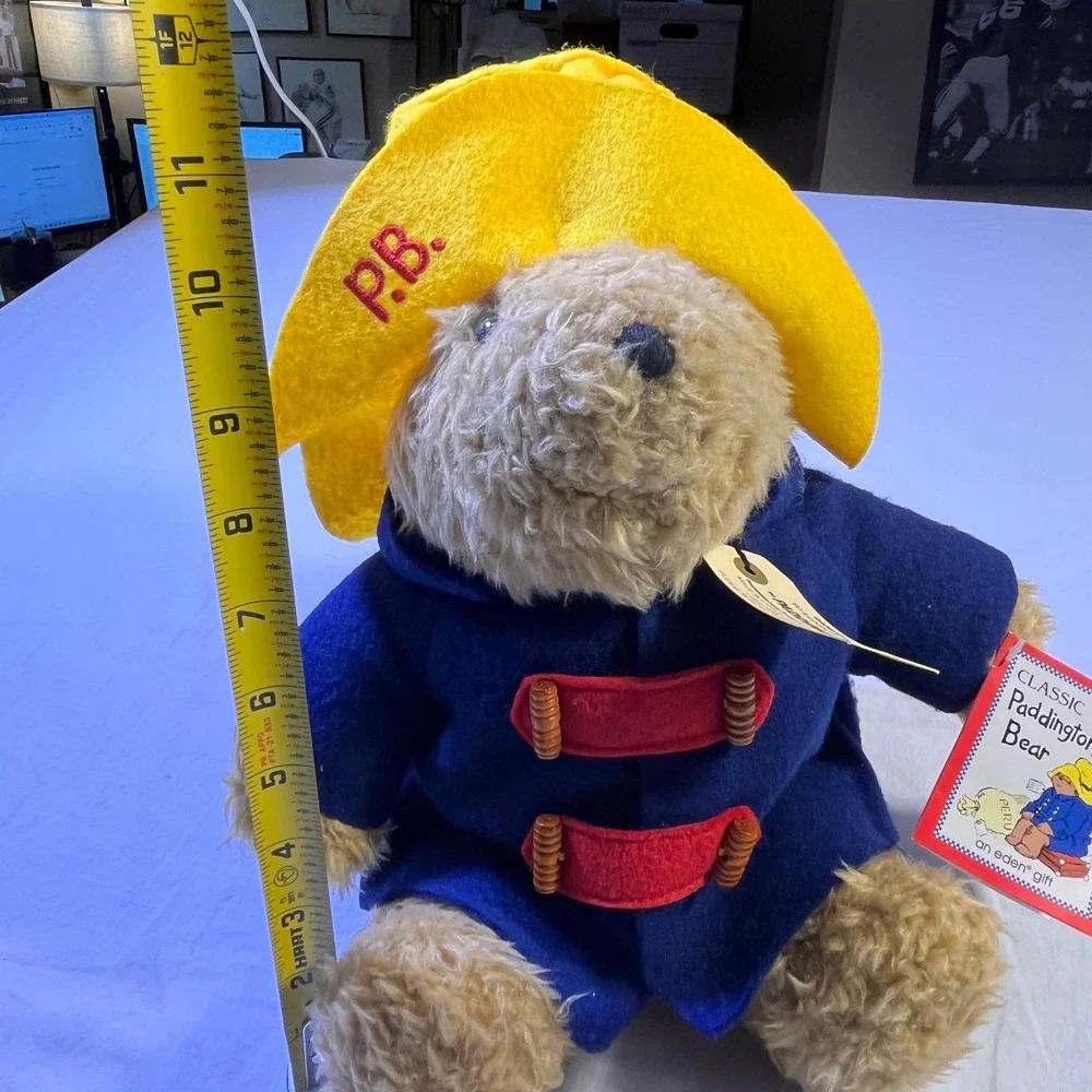 VTG‎ Classic Paddington Bear Plush Toy Yellow Hat Blue Coat Eden Gift